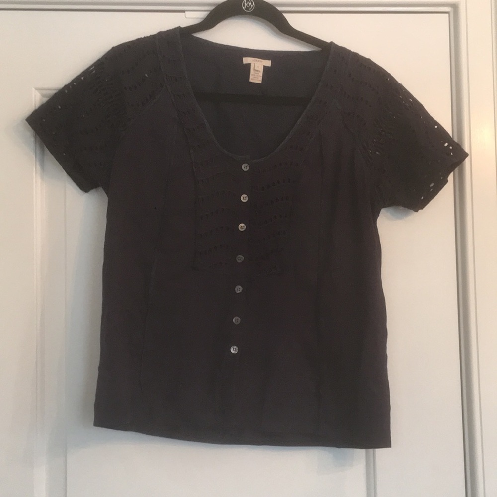 JCrew Navy Eyelet Top